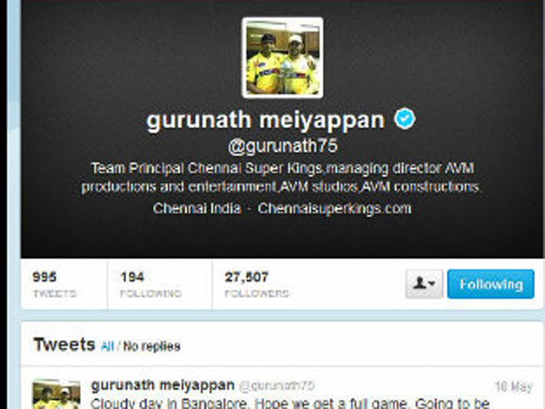 Gurnath's Twitter Page before Indian Cements' Statement