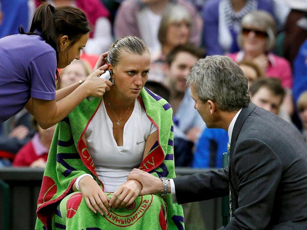 Kvitova gets medical attention