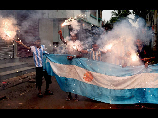 Celebrating Argentina win