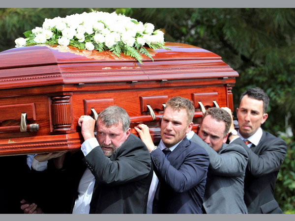 Finch, one of the pallbearers