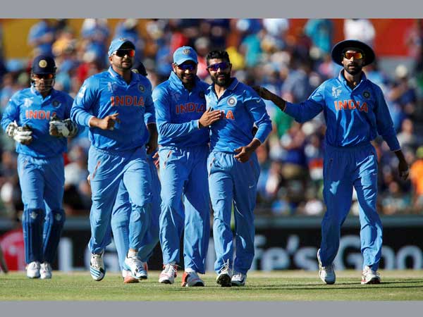 Indian players are happy after getting a wicket