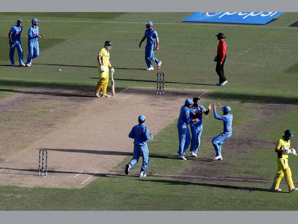 Indian players celebrate during the semi-final of World Cup 2015