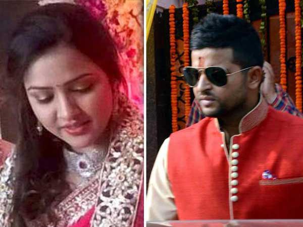 Suresh Raina and Priyanka, the bride and groom