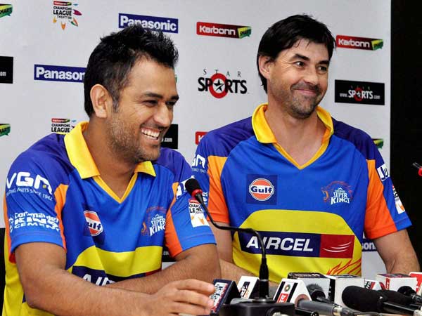 CSK's captain Dhoni (left) and coach Fleming