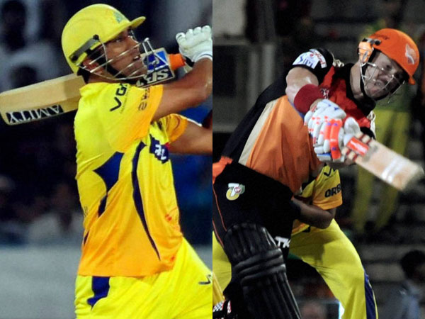 The captains - Dhoni (left) and David Warner The captains - Dhoni (left) and David Warner