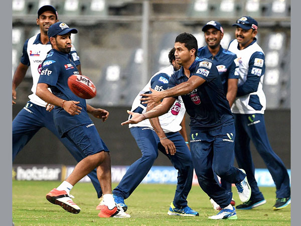 Mumbai Indians players during a practice session