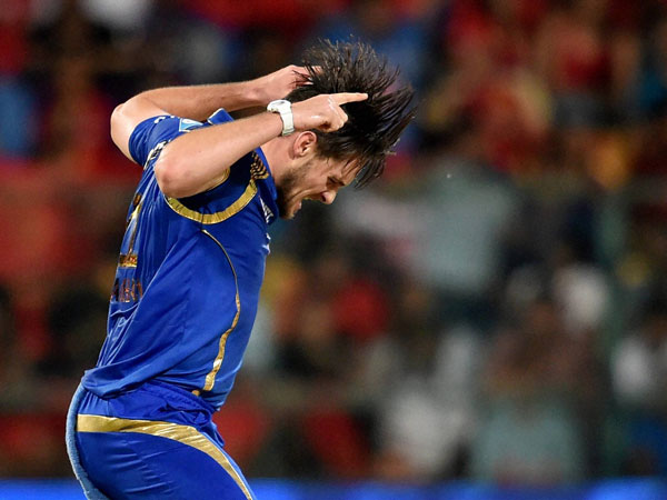 Mumbai Indians Mitchell McCleanaghan celebrates 