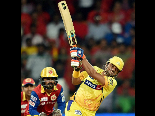 Suresh Raina hits a shot on way to 62