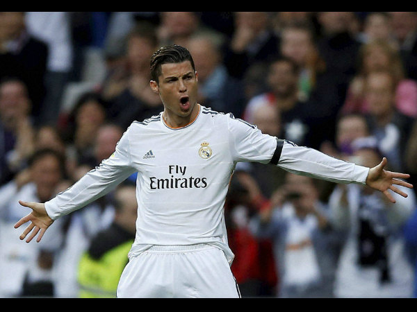 Cristiano Ronaldo celebrating a goal for Real Madrid