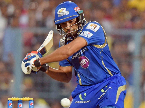 Rohit gets ready to play a shot against CSK