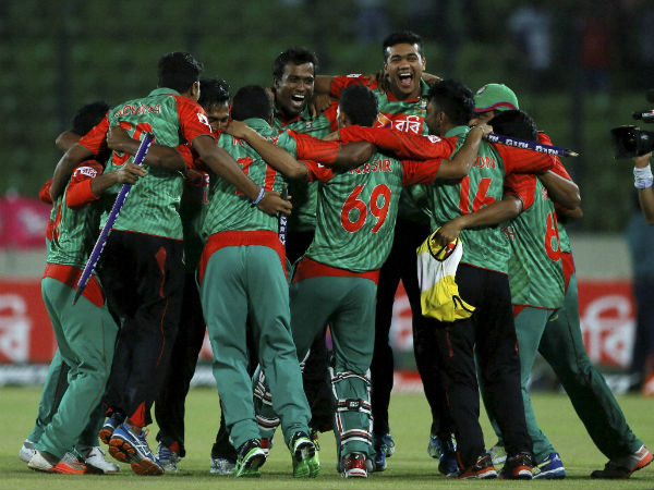 Bangladesh players celebrating after their series win in 2nd ODI
