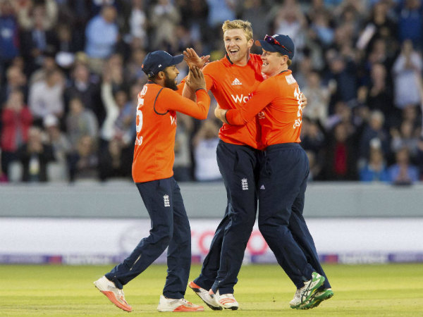 Adil Rashid (left) finds a place in the squad. Also seen in this file photo are David Willey (centre) and ODI captain Eoin Morgan