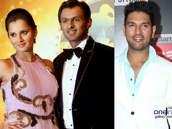 Sania Mirza, Shoaib Malik and Yuvraj Singh Sania Mirza, Shoaib Malik and Yuvraj Singh