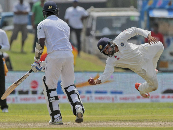 Rohit Sharma takes a stunning catch at short-leg to dismiss Angelo Mathews off Ashwin