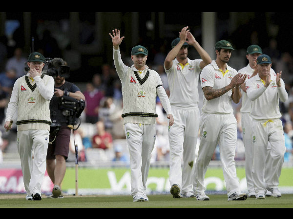 Clarke waves to the crowd after winning the 5th Test