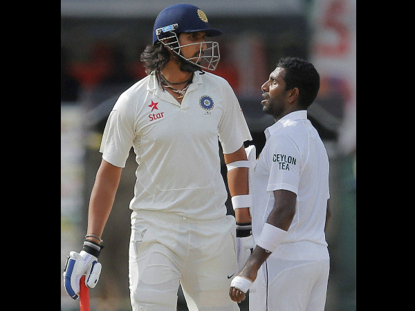 Ishant (left) and Dhammika argue