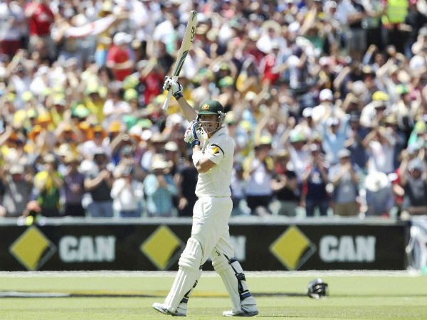 Haddin celebrates scoring a century during the 2nd Ashes Test in Adelaide, on December 6, 2013