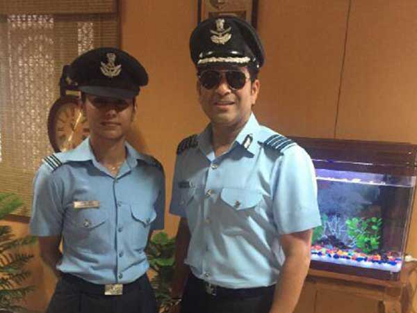 Sachin Tendulkar enjoying at the 83rd Air Force Day Celebrations