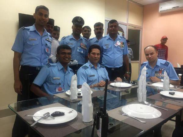 Sachin Tendulkar enjoying at the 83rd Air Force Day Celebrations