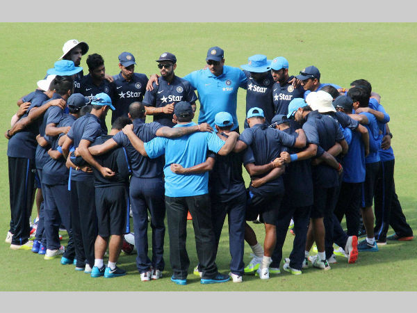 Team India in a huddle Team India in a huddle