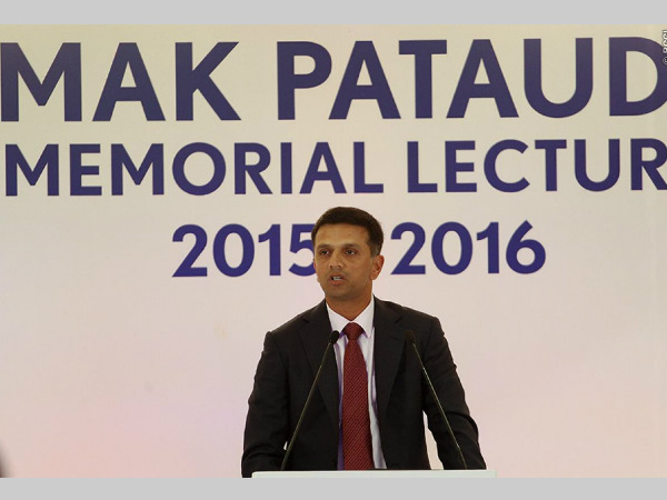 Rahul Dravid delivers Pataudi lecture. Photo: BCCI Rahul Dravid delivers Pataudi lecture. Photo: BCCI