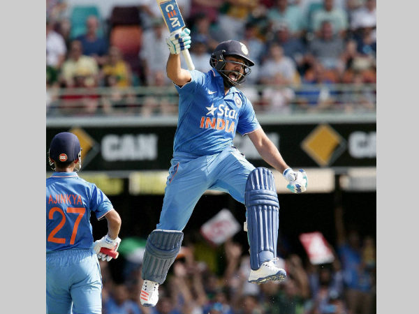 Rohit Sharma celebrates his ton in Brisbane