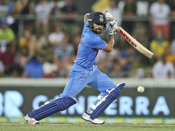 Kohli plays a shot on way to 106