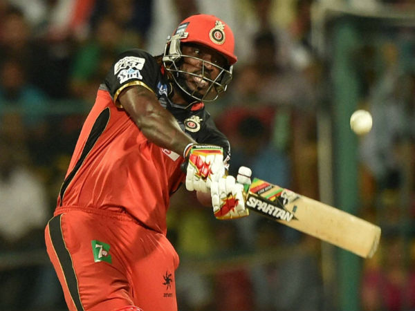 Chris Gayle hits a big shot in the final