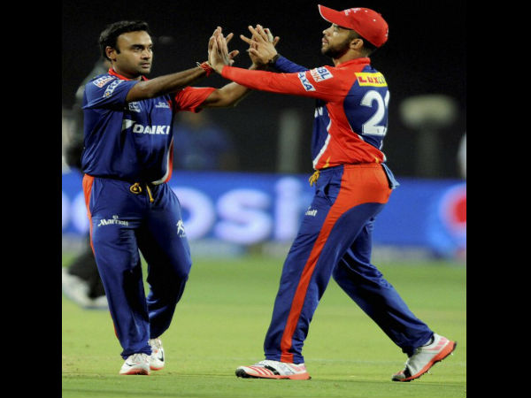 JP Duminy and Amit Mishra of Daredevils