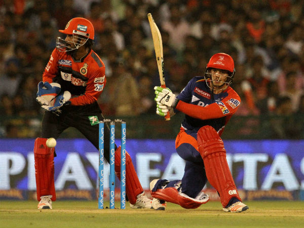 Delhi Daredevils player Quinton De Kock plays a shot during an IPL 2016 match against Royal Challengers Bangalore