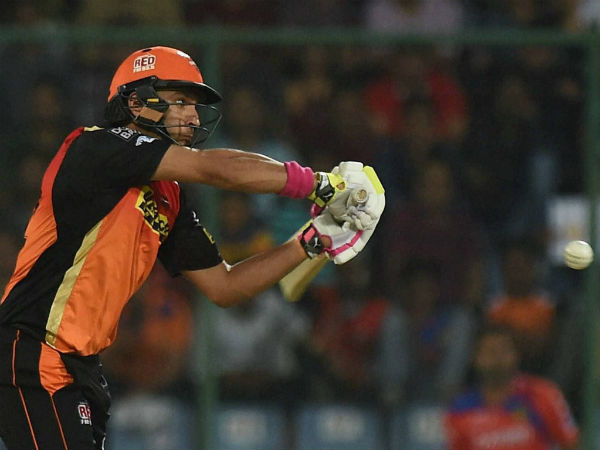 Sunrisers Hyderabad batsman Yuvraj Singh plays a shot during an IPL T20 match against Gujarat Lions at Feroz Shah Kotla in New Delhi on Friday. 