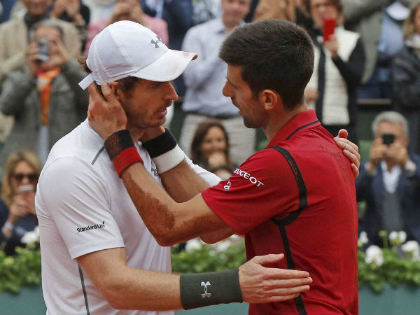 Serbia's Novak Djokovic, right, is congratulated by Britain's Andy Murray after winning the final of the French Open tennis tournament 