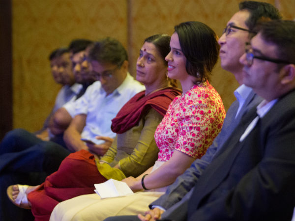 Saina is seated with her mother Usha Nehwal at Hyundai's event