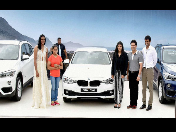 Sachin presents Olympians BMW cars