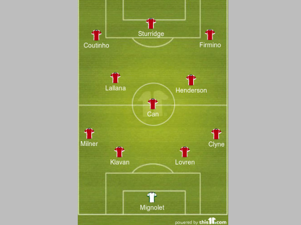Liverpool starting XI formation