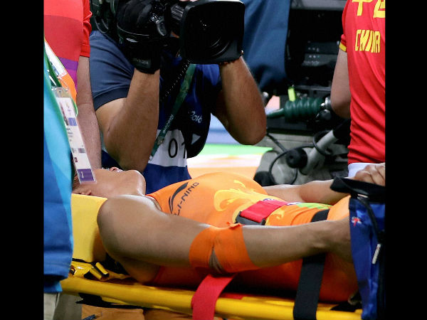  Indian wrestler Vinesh Phogat injured during the Women's freestyle 48 kg at 2016 Summer Olympics at Rio de Janeiro in Brazil on Wednesday