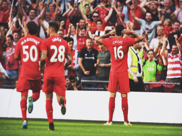 Marko Grujic celebrates after scoring for Liverpool (Image courtesy: Marko Grujic Twitter) Marko Grujic celebrates after scoring for Liverpool (Image courtesy: Marko Grujic Twitter)