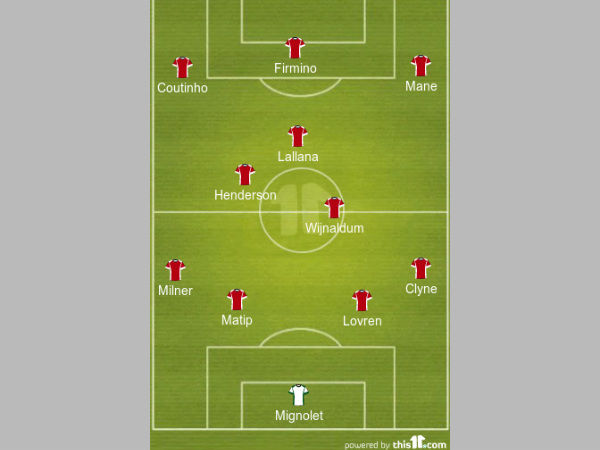 Liverpool predicted line up formation