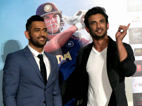 MS Dhoni with actor Sushant Singh Rajput who plays Dhoni on screen