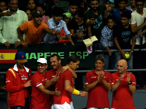 Davis Cup: Nadal-Lopez pair beats Paes-Myneni, leads Spain back to World Group