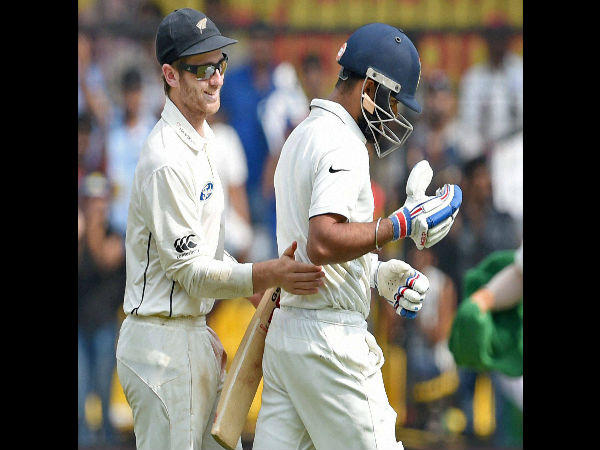 Kane Williamson congratulates Virat Kohli