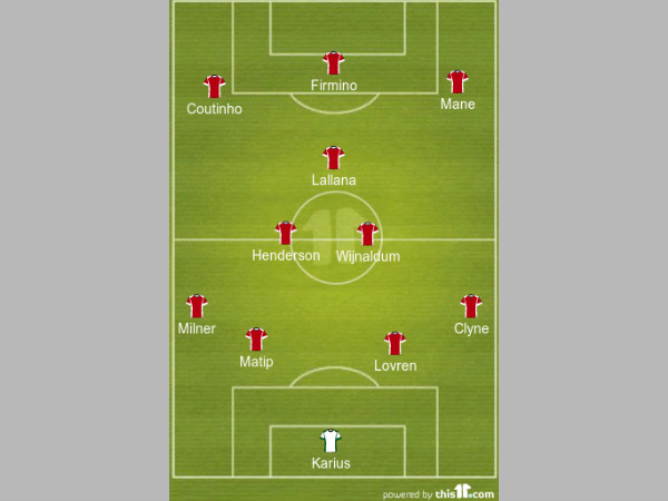 Liverpool predicted line-up formation