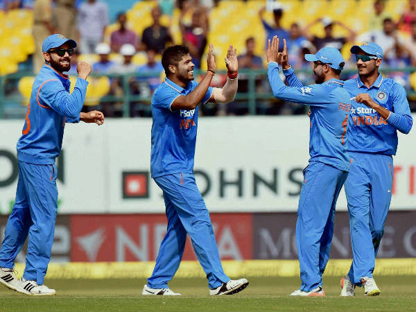 File photo: Indian players celebrate a wicket