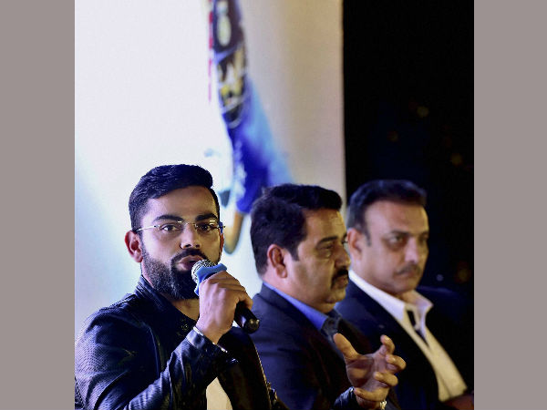 Virat Kohli addressing the audience at the book launch of his biography, 'Driven' in New Delhi on Tuesday.