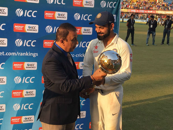 Virat Kohli receives ICC mace as India become No. 1 Test side Virat Kohli receives ICC mace as India become No. 1 Test side