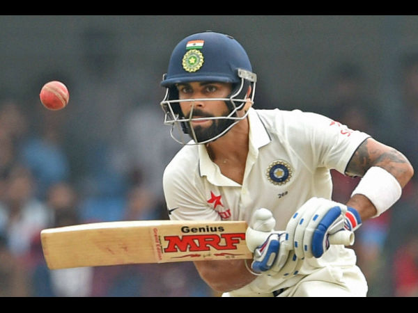  Indian batsman Virat Kohli in action on the first day of the third Test match against New Zealand in Indore on Saturday. 