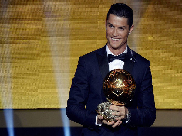 Cristiano Ronaldo with his second Ballon d'Or