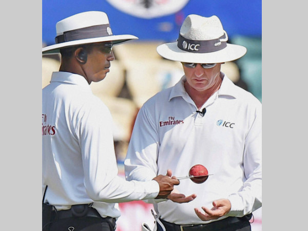 Umpires check ball