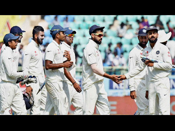 Kohli congratulates teammates Kohli congratulates teammates