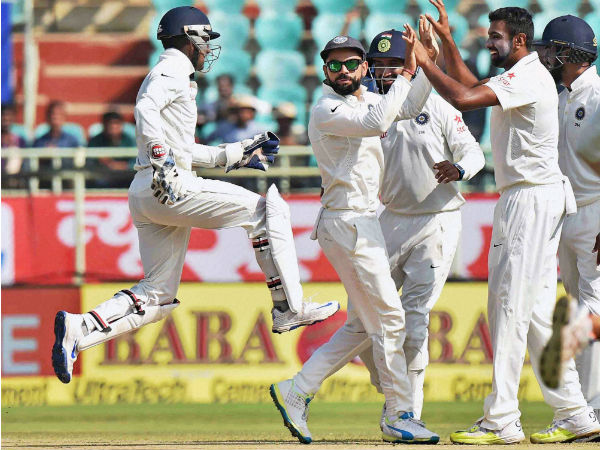 Ashwin celebrates fall of wicket Ashwin celebrates fall of wicket
